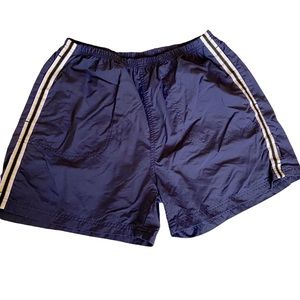 Vintage Reebok Running Shorts Nylon Gym blue White side Stripes Lightweight